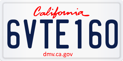 CA license plate 6VTE160
