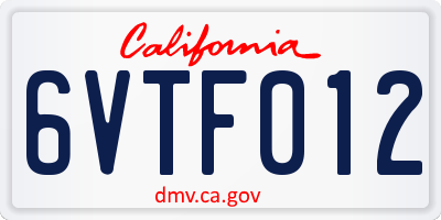 CA license plate 6VTF012
