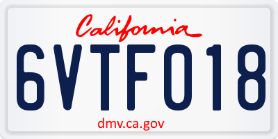 CA license plate 6VTF018