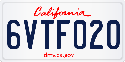CA license plate 6VTF020
