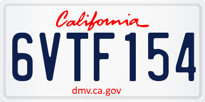 CA license plate 6VTF154
