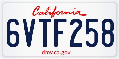 CA license plate 6VTF258