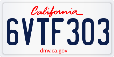 CA license plate 6VTF303