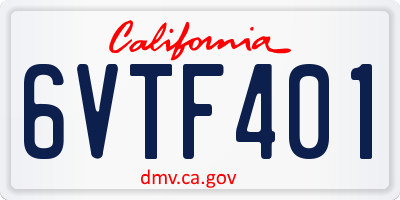 CA license plate 6VTF401