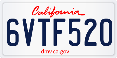 CA license plate 6VTF520
