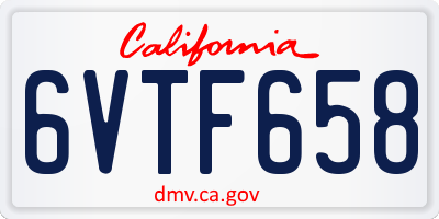 CA license plate 6VTF658