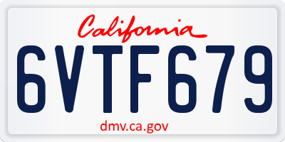 CA license plate 6VTF679