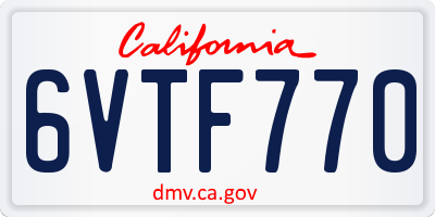 CA license plate 6VTF770