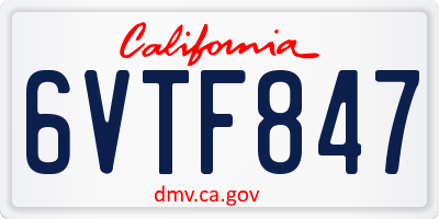 CA license plate 6VTF847