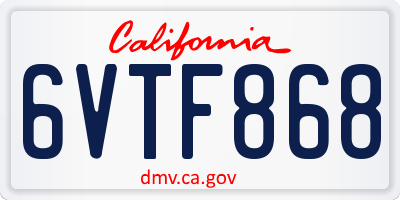 CA license plate 6VTF868