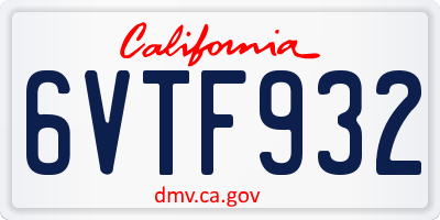 CA license plate 6VTF932