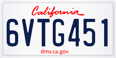CA license plate 6VTG451