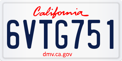 CA license plate 6VTG751