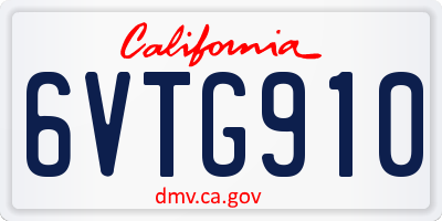 CA license plate 6VTG910