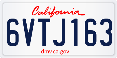 CA license plate 6VTJ163
