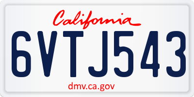 CA license plate 6VTJ543