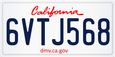 CA license plate 6VTJ568