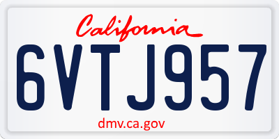 CA license plate 6VTJ957