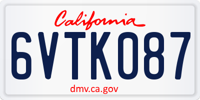 CA license plate 6VTK087