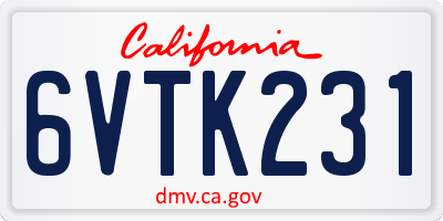 CA license plate 6VTK231
