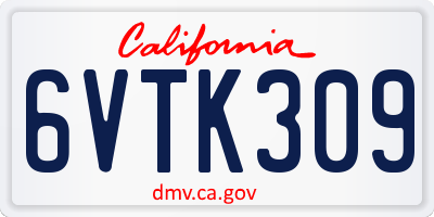 CA license plate 6VTK309