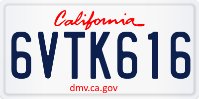 CA license plate 6VTK616
