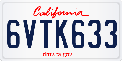 CA license plate 6VTK633