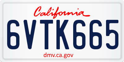 CA license plate 6VTK665
