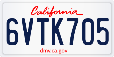CA license plate 6VTK705