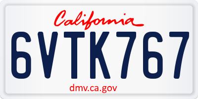 CA license plate 6VTK767