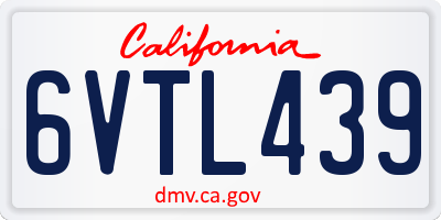 CA license plate 6VTL439