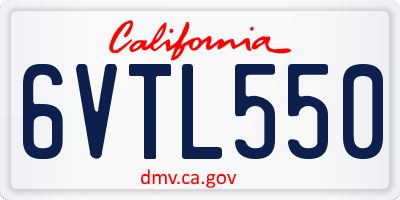 CA license plate 6VTL550