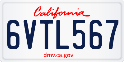 CA license plate 6VTL567