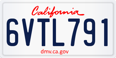 CA license plate 6VTL791