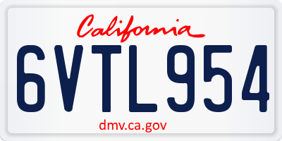 CA license plate 6VTL954