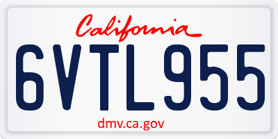 CA license plate 6VTL955