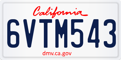 CA license plate 6VTM543