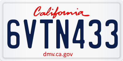 CA license plate 6VTN433