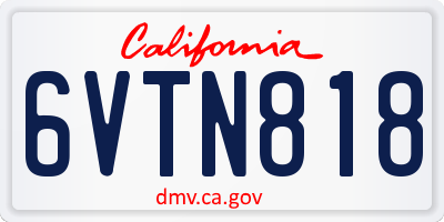 CA license plate 6VTN818
