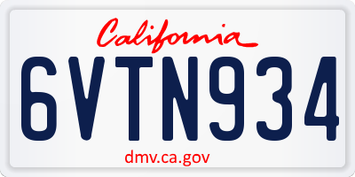 CA license plate 6VTN934