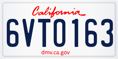 CA license plate 6VTO163