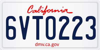 CA license plate 6VTO223