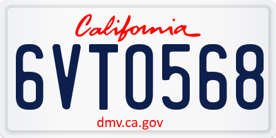 CA license plate 6VTO568