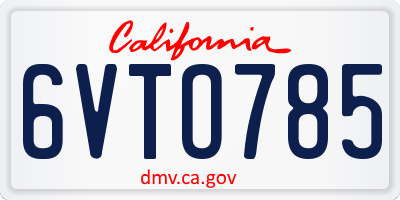 CA license plate 6VTO785
