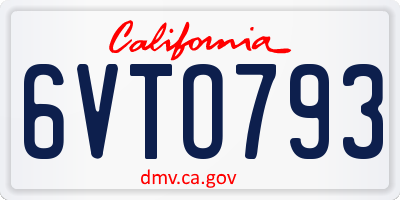 CA license plate 6VTO793
