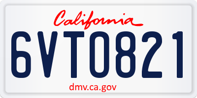 CA license plate 6VTO821