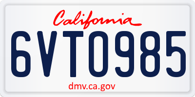 CA license plate 6VTO985
