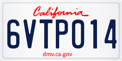 CA license plate 6VTP014