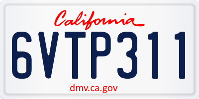 CA license plate 6VTP311