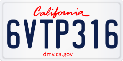 CA license plate 6VTP316